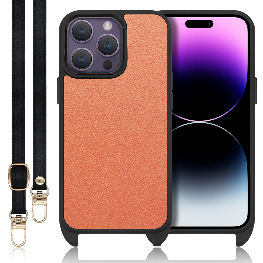 LOOF LEATHER-STRAP Series iPhone 14 Pro Max iPhone14 アイフォン 14 プロ マックス 用 [フラミンゴ] スマホショルダー ケース カバー 背面 ストラップ ショルダー 軽い アウトドア ブランド 人気 レディース メンズ 首掛け 肩掛け ネックストラップ 本革