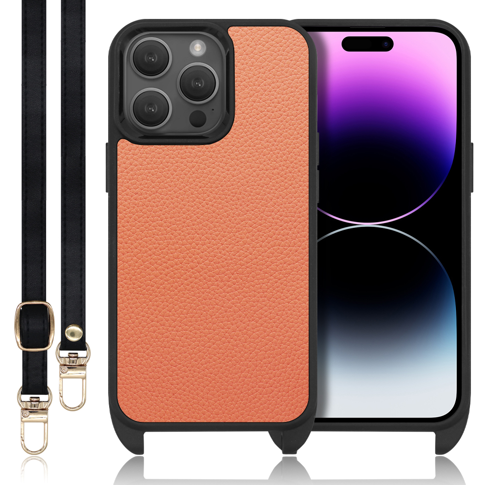 LOOF LEATHER-STRAP Series iPhone 14 Pro iPhone14 アイフォン 14 プロ 用 [フラミンゴ] スマホショルダー ケース カバー 背面 ストラップ ショルダー 軽い アウトドア ブランド 人気 レディース メンズ 首掛け 肩掛け ネックストラップ 本革