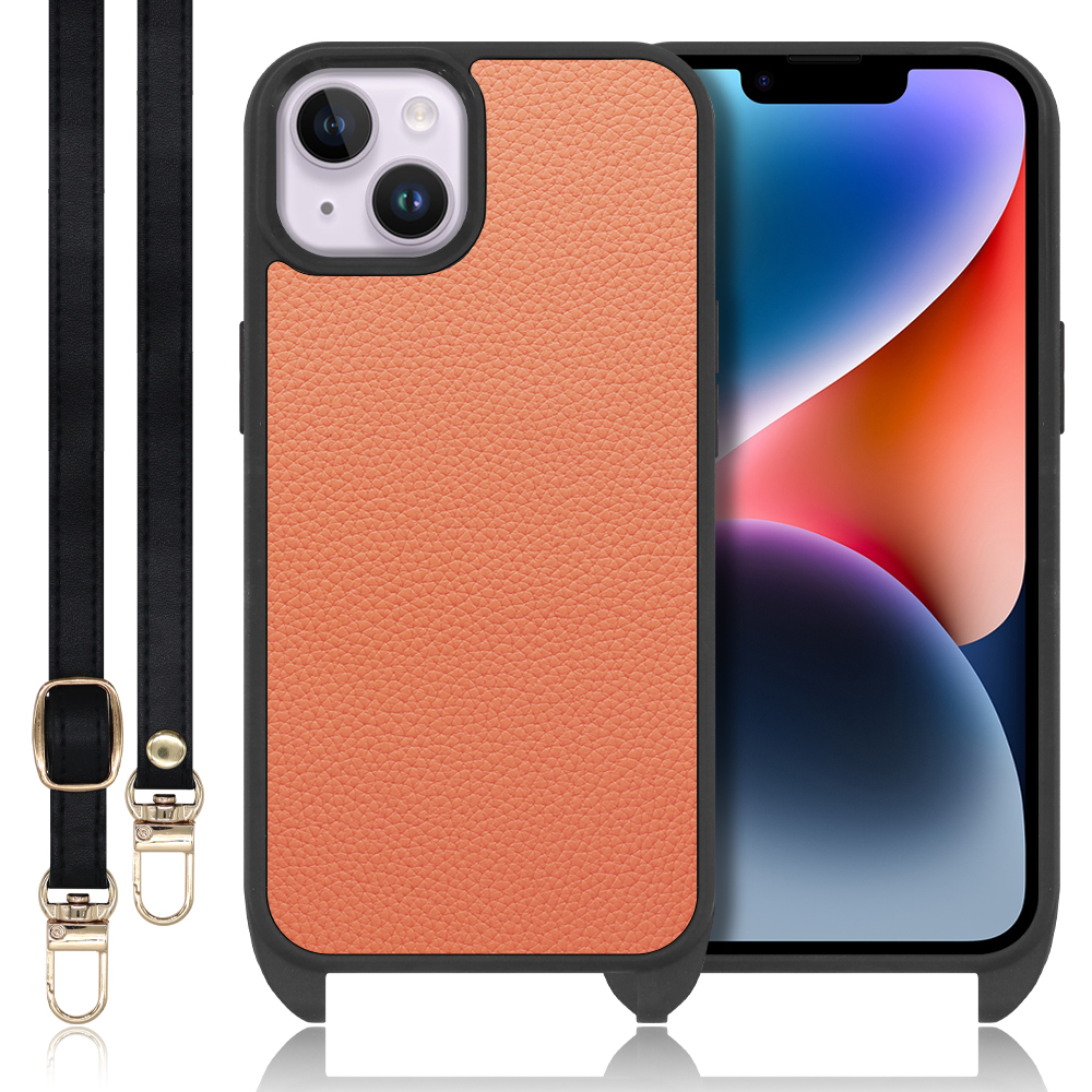 LOOF LEATHER-STRAP Series iPhone 14 Plus iPhone14 アイフォン 14 プラス 用 [フラミンゴ] スマホショルダー ケース カバー 背面 ストラップ ショルダー 軽い アウトドア ブランド 人気 レディース メンズ 首掛け 肩掛け ネックストラップ 本革