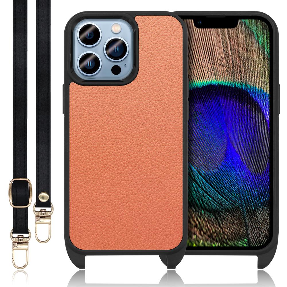 LOOF LEATHER-STRAP Series iPhone 13 Pro iPhone13 アイフォン 13 プロ 用 [フラミンゴ] スマホショルダー ケース カバー 背面 ストラップ ショルダー 軽い アウトドア ブランド 人気 レディース メンズ 首掛け 肩掛け ネックストラップ 本革