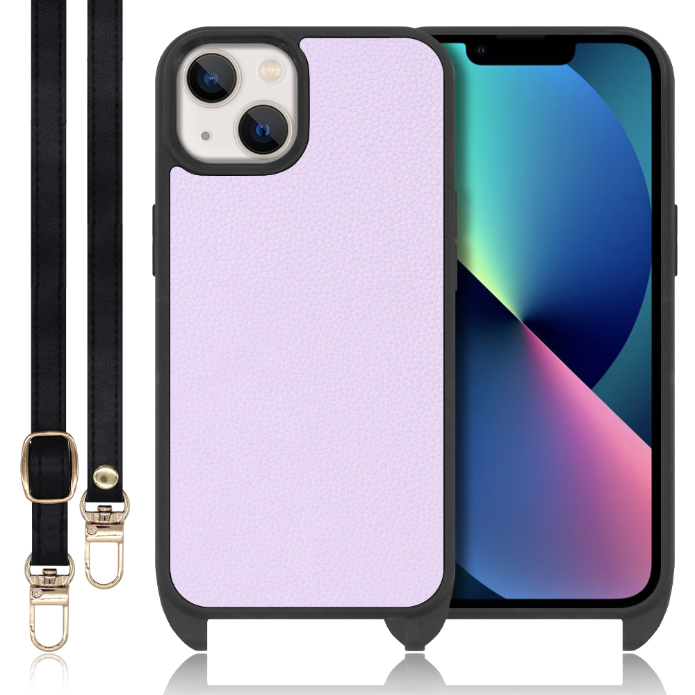 LOOF LEATHER-STRAP Series iPhone 13 mini iPhone13 アイフォン 13 ミニ 用 [ラベンダー] スマホショルダー ケース カバー 背面 ストラップ ショルダー 軽い アウトドア ブランド 人気 レディース メンズ 首掛け 肩掛け ネックストラップ 本革