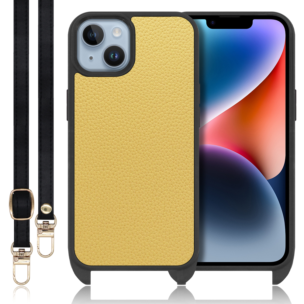 LOOF LEATHER-STRAP Series iPhone 14 iPhone14 アイフォン 14 用 [ジャスミンイエロー] スマホショルダー ケース カバー 背面 ストラップ ショルダー 軽い アウトドア ブランド 人気 レディース メンズ 首掛け 肩掛け ネックストラップ 本革