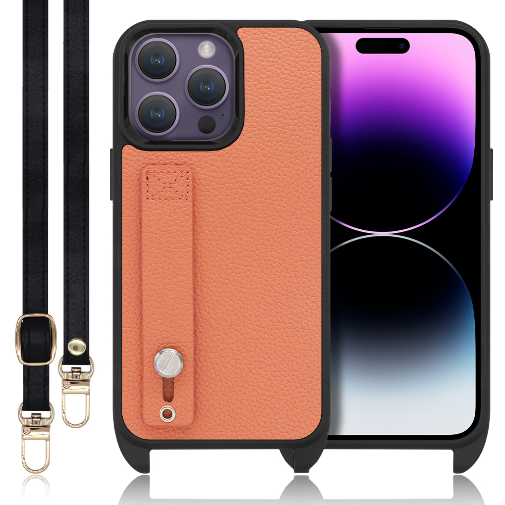 LOOF HOLD-STRAP Series iPhone 14 Pro Max iPhone14 アイフォン 14 プロ マックス 用 [フラミンゴ] スマホショルダー ケース カバー 背面 ストラップ ショルダー 軽い ベルト付き 落下防止 アウトドア ブランド 人気 レディース メンズ 首掛け 肩掛け ネックストラップ 本革