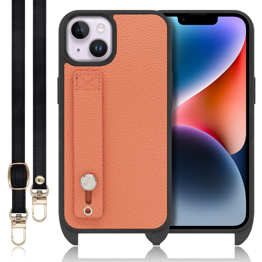 LOOF HOLD-STRAP Series iPhone 14 Plus iPhone14 アイフォン 14 プラス 用 [フラミンゴ] スマホショルダー ケース カバー 背面 ストラップ ショルダー 軽い ベルト付き 落下防止 アウトドア ブランド 人気 レディース メンズ 首掛け 肩掛け ネックストラップ 本革