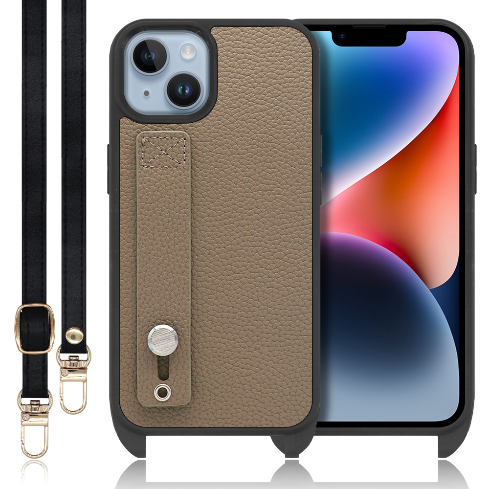 LOOF HOLD-STRAP Series iPhone 14 iPhone14 アイフォン 14 用 [グレージュ] スマホショルダー ケース カバー 背面 ストラップ ショルダー 軽い ベルト付き 落下防止 アウトドア ブランド 人気 レディース メンズ 首掛け 肩掛け ネックストラップ 本革