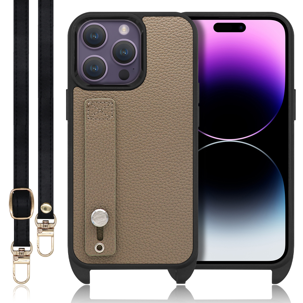 LOOF HOLD-STRAP Series iPhone 14 Pro Max iPhone14 アイフォン 14 プロ マックス 用 [グレージュ] スマホショルダー ケース カバー 背面 ストラップ ショルダー 軽い ベルト付き 落下防止 アウトドア ブランド 人気 レディース メンズ 首掛け 肩掛け ネックストラップ 本革