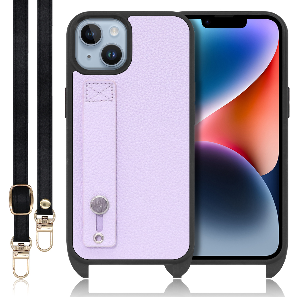 LOOF HOLD-STRAP Series iPhone 14 iPhone14 アイフォン 14 用 [ラベンダー] スマホショルダー ケース カバー 背面 ストラップ ショルダー 軽い ベルト付き 落下防止 アウトドア ブランド 人気 レディース メンズ 首掛け 肩掛け ネックストラップ 本革