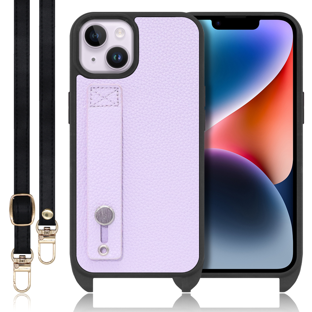 LOOF HOLD-STRAP Series iPhone 14 Plus iPhone14 アイフォン 14 プラス 用 [ラベンダー] スマホショルダー ケース カバー 背面 ストラップ ショルダー 軽い ベルト付き 落下防止 アウトドア ブランド 人気 レディース メンズ 首掛け 肩掛け ネックストラップ 本革