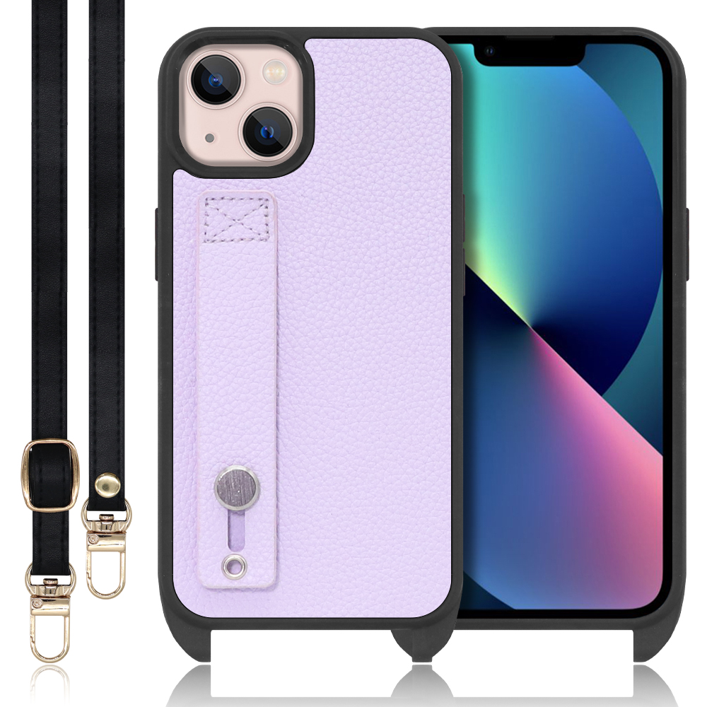 LOOF HOLD-STRAP Series iPhone 13 iPhone13 アイフォン 13 用 [ラベンダー] スマホショルダー ケース カバー 背面 ストラップ ショルダー 軽い ベルト付き 落下防止 アウトドア ブランド 人気 レディース メンズ 首掛け 肩掛け ネックストラップ 本革