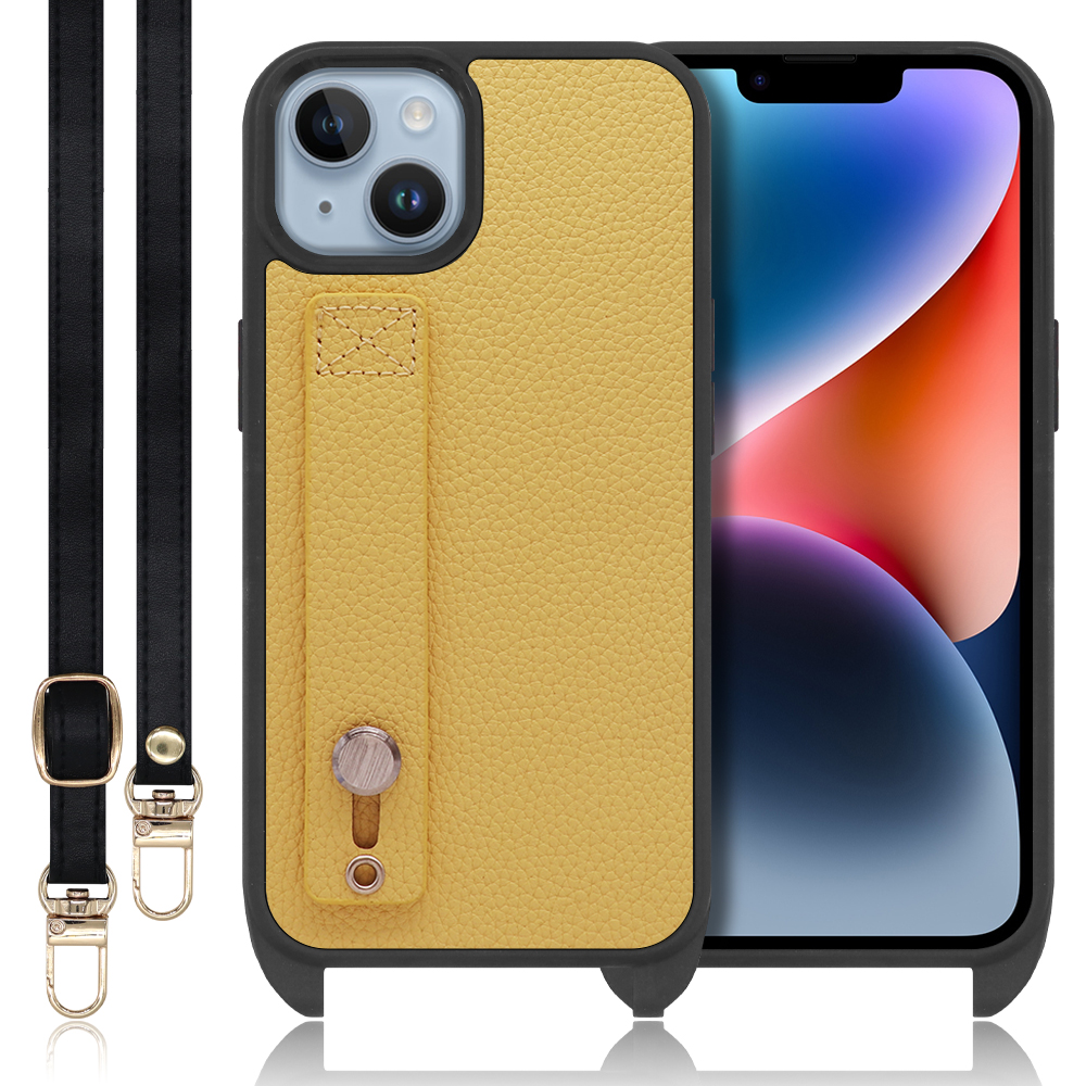 LOOF HOLD-STRAP Series iPhone 14 iPhone14 アイフォン 14 用 [ジャスミンイエロー] スマホショルダー ケース カバー 背面 ストラップ ショルダー 軽い ベルト付き 落下防止 アウトドア ブランド 人気 レディース メンズ 首掛け 肩掛け ネックストラップ 本革