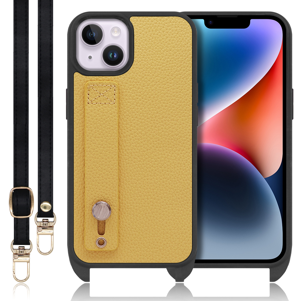 LOOF HOLD-STRAP Series iPhone 14 Plus iPhone14 アイフォン 14 プラス 用 [ジャスミンイエロー] スマホショルダー ケース カバー 背面 ストラップ ショルダー 軽い ベルト付き 落下防止 アウトドア ブランド 人気 レディース メンズ 首掛け 肩掛け ネックストラップ 本革