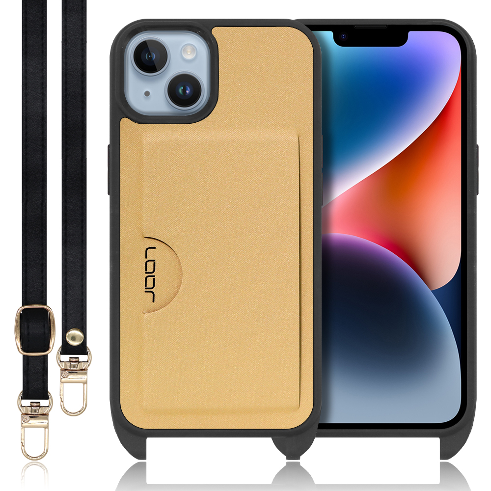 LOOF SLOT-STRAP Series iPhone 14 iPhone14 アイフォン 14 用 [ゴールド] スマホショルダー スマホケース ケース カバー 背面 ストラップ ショルダー 軽い カード収納 薄い アウトドア ブランド 人気 レディース メンズ 首掛け 肩掛け ネックストラップ