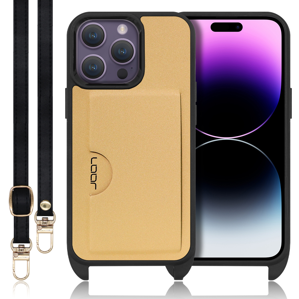 LOOF SLOT-STRAP Series iPhone 14 Pro Max iPhone14 アイフォン 14 プロ マックス 用 [ゴールド] スマホショルダー スマホケース ケース カバー 背面 ストラップ ショルダー 軽い カード収納 薄い アウトドア ブランド 人気 レディース メンズ 首掛け 肩掛け ネックストラップ