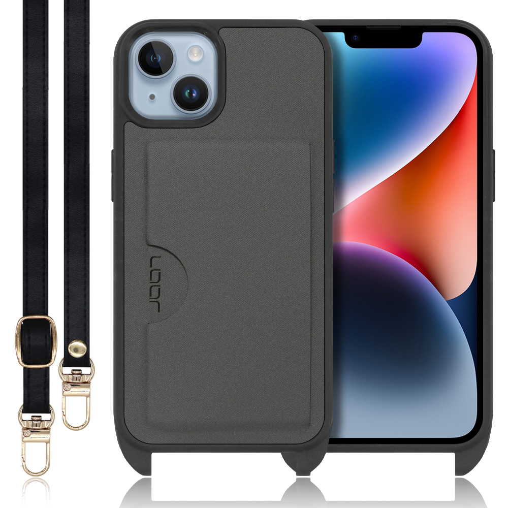 LOOF SLOT-STRAP Series iPhone 14 iPhone14 アイフォン 14 用 [グレー] スマホショルダー スマホケース ケース カバー 背面 ストラップ ショルダー 軽い カード収納 薄い アウトドア ブランド 人気 レディース メンズ 首掛け 肩掛け ネックストラップ