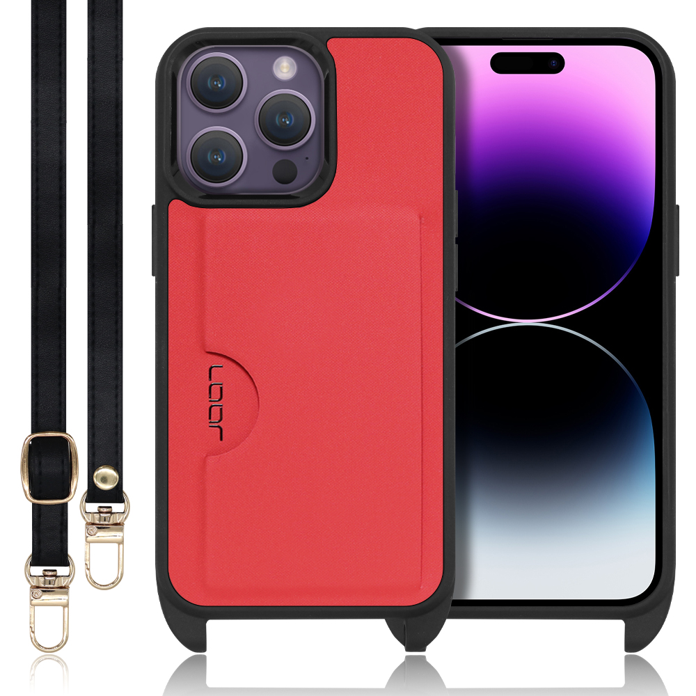 LOOF SLOT-STRAP Series iPhone 14 Pro Max iPhone14 アイフォン 14 プロ マックス 用 [レッド] スマホショルダー スマホケース ケース カバー 背面 ストラップ ショルダー 軽い カード収納 薄い アウトドア ブランド 人気 レディース メンズ 首掛け 肩掛け ネックストラップ