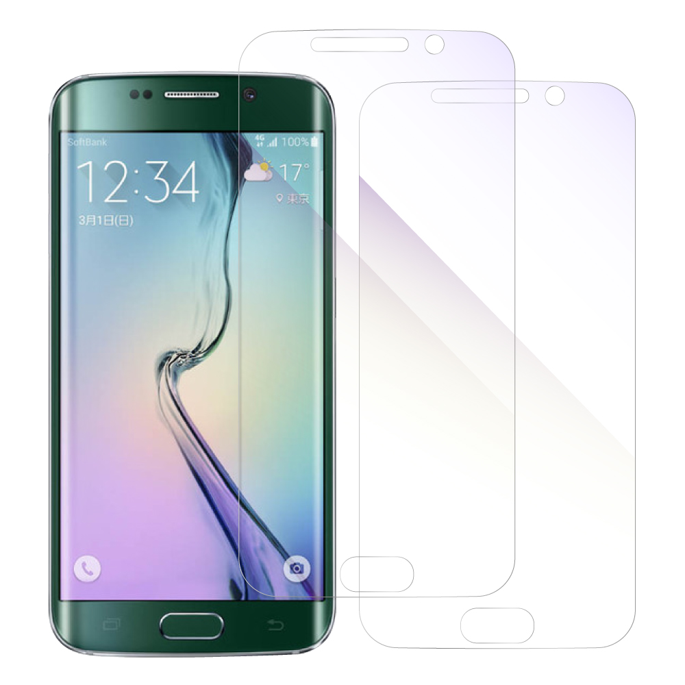 [2枚入り] LOOF Galaxy S6 edge / SC-04G / SCV31 用 保護フィルム 簡単貼り付け 画面保護 ソフトフィルム 気泡なし 傷防止 割れ防止 目に優しい [Galaxy S6 edge/ブルーライトカット仕様]