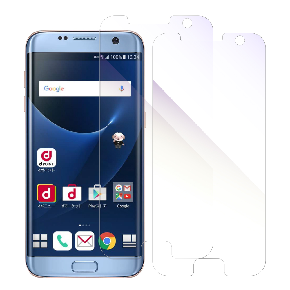 [2枚入り] LOOF Galaxy S7 edge / SC-02H / SCV33 用 保護フィルム 簡単貼り付け 画面保護 ソフトフィルム 気泡なし 傷防止 割れ防止 目に優しい [Galaxy S7 edge/ブルーライトカット仕様]