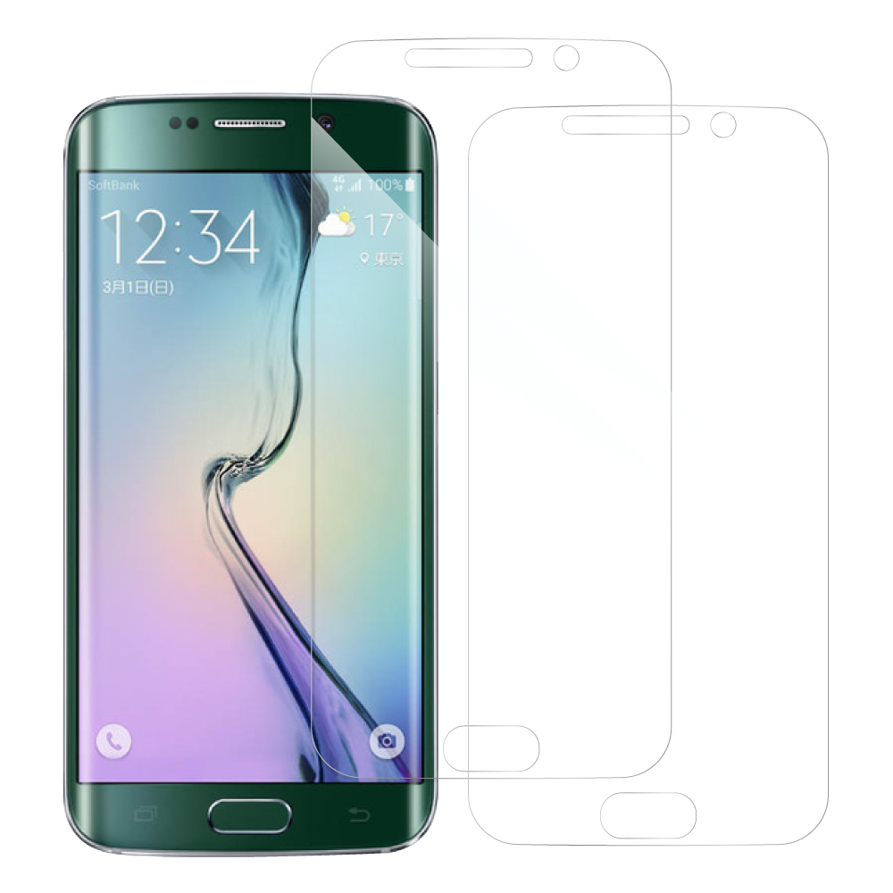 [2枚入り] LOOF Galaxy S6 edge / SC-04G / SCV31 用 保護フィルム 簡単貼り付け 画面保護 ソフトフィルム 気泡なし 傷防止 割れ防止 高透過率 [Galaxy S6 edge/クリア仕様]