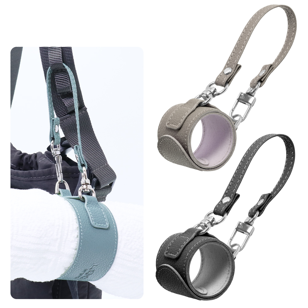 LOOF マルチホルダー 本革 多機能 傘 手袋 タオル ハンカチ マフラー 帽子 ホルダー バッグ ストラップ 荷物 まとめる ベビーカー アウトドア 旅行 通勤 通学 落ちない 紛失防止 落下防止 カラビナ付き 便利グッズ 持ち運び ワンタッチ コンパクト 軽量