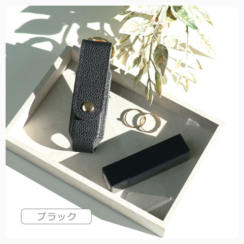 [大人かわいい]LOOF リップケース 本革 口紅 カラビナ付き フック付き ミラー 鏡付き マグネットボタン 磁石 口紅ケース 香水 アトマイザー 除菌 ミニサイズ コンパクト リップ収納 1本収納 ブラック グレージュ ダルグリーン ケース ギフト レザー 持ち歩き メイク直し
