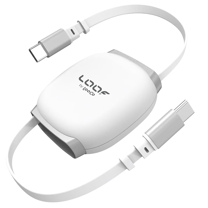 LOOF ロールアップケーブル 充電ケーブル リール式 急速充電 高速 8段階 長さ調節 Type-C タイプC PD対応 240W iphone android タブレット ノートPC iPad 車 デスク オフィス スマホ充電 薄い 軽い 軽量 吸着 絡まない 収納 出張 旅行 ミニマル 持ち運び