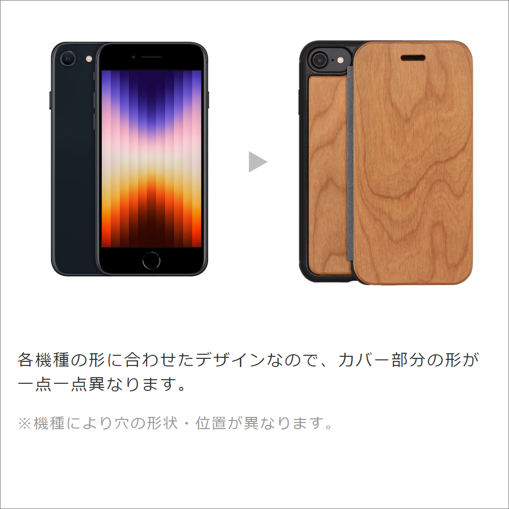 LOOF Nature Premium Fit iPhone 14 Pro 用 [胡桃] 天然木 手帳型ケース 背面 ケース カバー ハードケース 背面カバー 木製 ウッドケース 本革 マグネット無し 薄い 軽い カード収納 スピーカーホール コンパクト シンプル