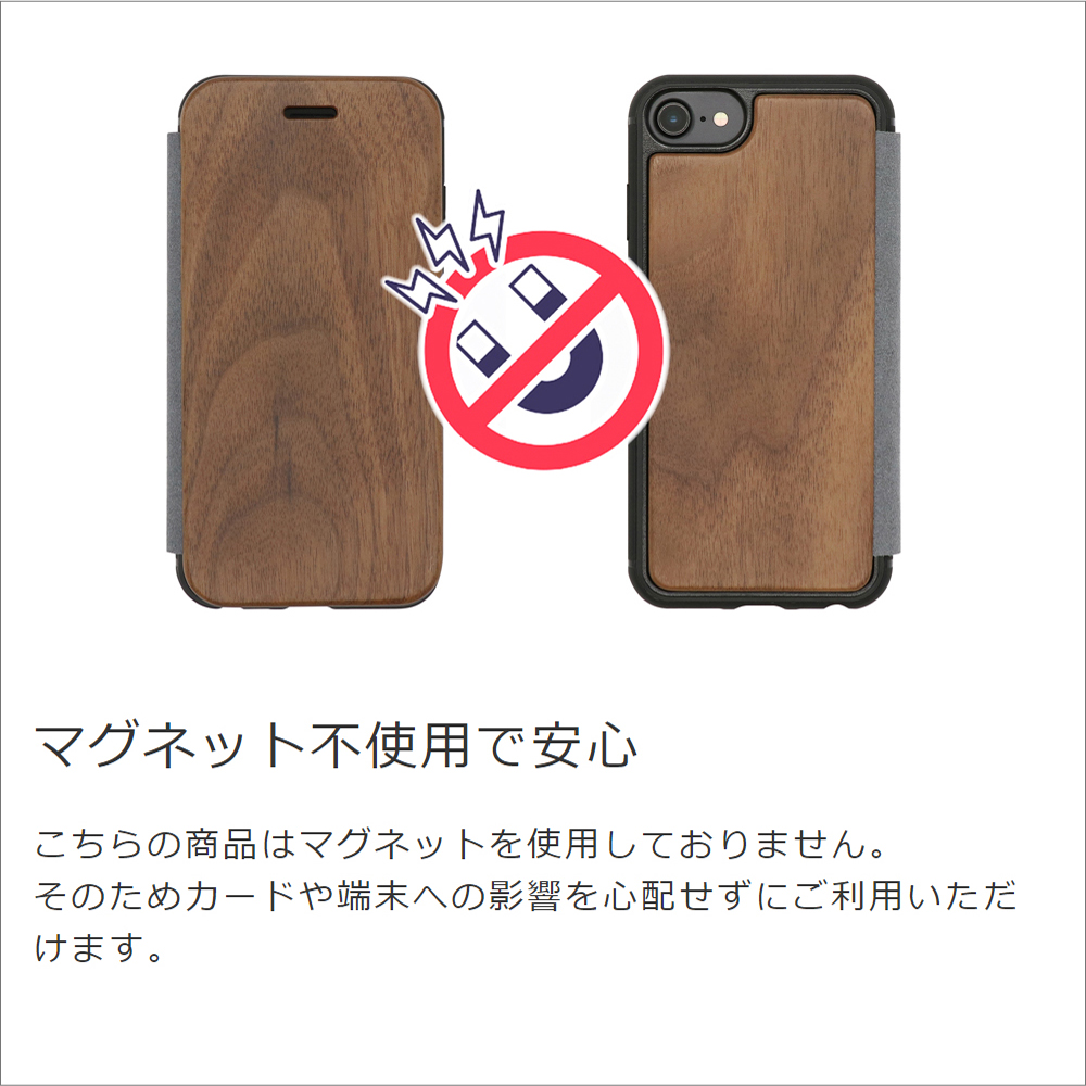 LOOF Nature Premium Fit iPhone 14 Pro 用 [胡桃] 天然木 手帳型ケース 背面 ケース カバー ハードケース 背面カバー 木製 ウッドケース 本革 マグネット無し 薄い 軽い カード収納 スピーカーホール コンパクト シンプル