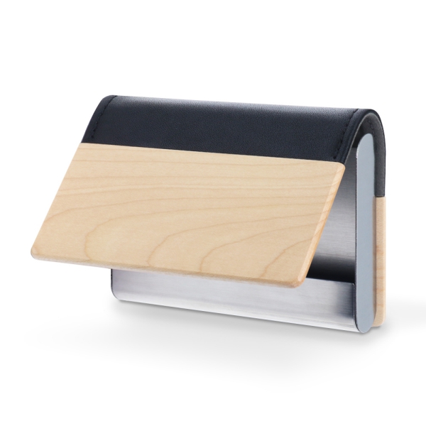 LOOF Premium 天然木×本革 名刺入れ 2種のサイズから選べる  名入れ刻印対応  経年変化も楽しめる 名刺ケース