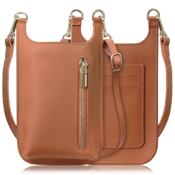 LOOF 本革 スマホ ポーチ スマホショルダー ストラップ 付き 多機種対応 レディース 縦 縦型 軽い カード 財布 鍵 革