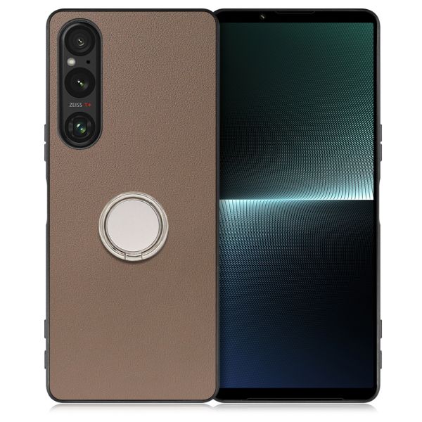 [ LOOF RING-SHELL ] Xperia 1 V 1V xperia1V スマホケース 背面 ケース カバー ハードケース スマホリング リング付き 本革 ストラップホール [ Xperia 1 V ]