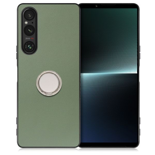 [ LOOF RING-SHELL ] Xperia 1 V 1V xperia1V スマホケース 背面 ケース カバー ハードケース スマホリング リング付き 本革 ストラップホール [ Xperia 1 V ]