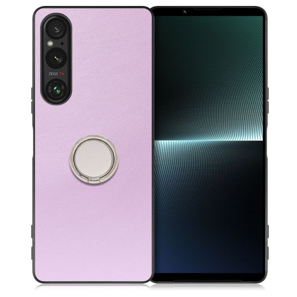 [ LOOF RING-SHELL ] Xperia 1 V 1V xperia1V スマホケース 背面 ケース カバー ハードケース スマホリング リング付き 本革 ストラップホール [ Xperia 1 V ]