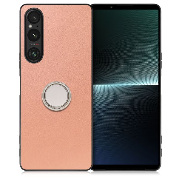 [ LOOF RING-SHELL ] Xperia 1 V 1V xperia1V スマホケース 背面 ケース カバー ハードケース スマホリング リング付き 本革 ストラップホール [ Xperia 1 V ]