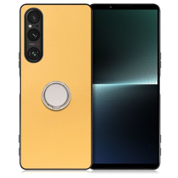 [ LOOF RING-SHELL ] Xperia 1 V 1V xperia1V スマホケース 背面 ケース カバー ハードケース スマホリング リング付き 本革 ストラップホール [ Xperia 1 V ]