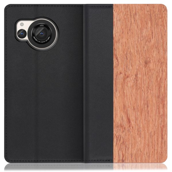 [ LOOF NATURE ] AQUOS R8 SH-52D AQUOSR8 スマホケース ケース カバー 手帳型ケース カード収納 マグネット付き 天然木 本革 ベルトなし [ AQUOS R8 ]