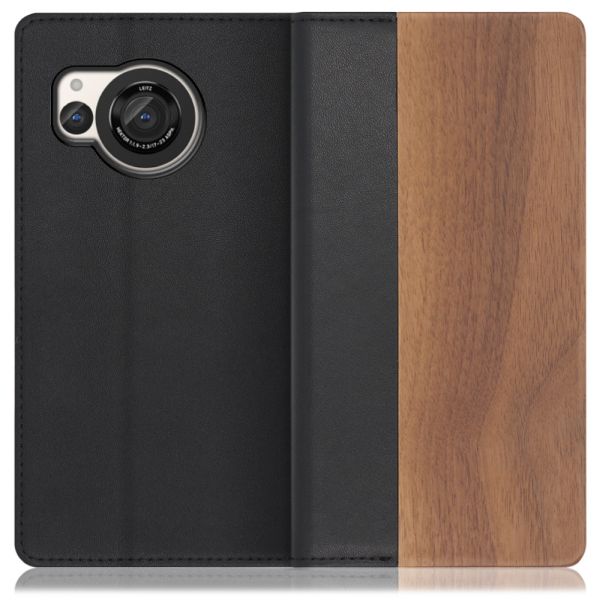 [ LOOF NATURE ] AQUOS R8 SH-52D AQUOSR8 スマホケース ケース カバー 手帳型ケース カード収納 マグネット付き 天然木 本革 ベルトなし [ AQUOS R8 ]
