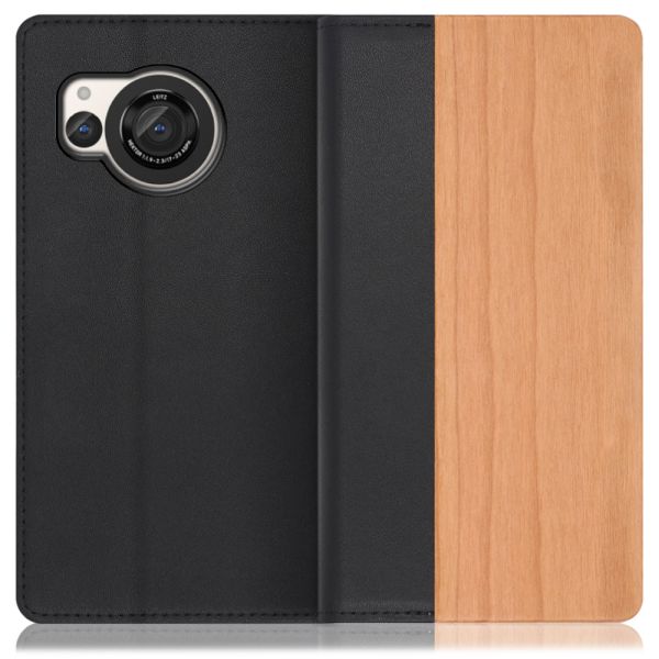 [ LOOF NATURE ] AQUOS R8 SH-52D AQUOSR8 スマホケース ケース カバー 手帳型ケース カード収納 マグネット付き 天然木 本革 ベルトなし [ AQUOS R8 ]