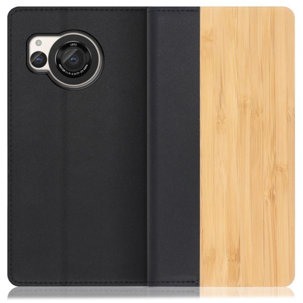 [ LOOF NATURE ] AQUOS R8 SH-52D AQUOSR8 スマホケース ケース カバー 手帳型ケース カード収納 マグネット付き 天然木 本革 ベルトなし [ AQUOS R8 ]