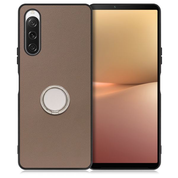 [ LOOF RING-SHELL ] Xperia 10 V SOG11 / SO-52D 10V xperia10V スマホケース 背面 ケース カバー ハードケース スマホリング リング付き 本革 ストラップホール [ Xperia 10 V ]