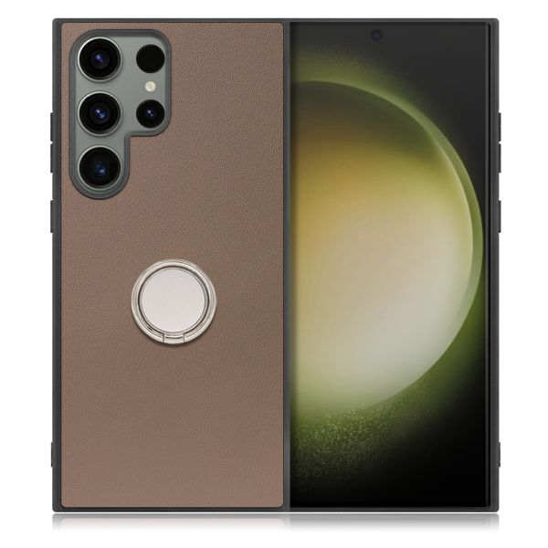[ LOOF RING-SHELL ] Galaxy S23 Ultra s23ultra スマホケース 背面 ケース カバー ハードケース スマホリング リング付き 本革 ストラップホール [ Galaxy S23 Ultra ]