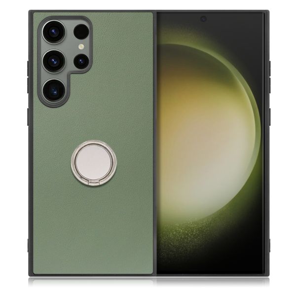 [ LOOF RING-SHELL ] Galaxy S23 Ultra s23ultra スマホケース 背面 ケース カバー ハードケース スマホリング リング付き 本革 ストラップホール [ Galaxy S23 Ultra ]