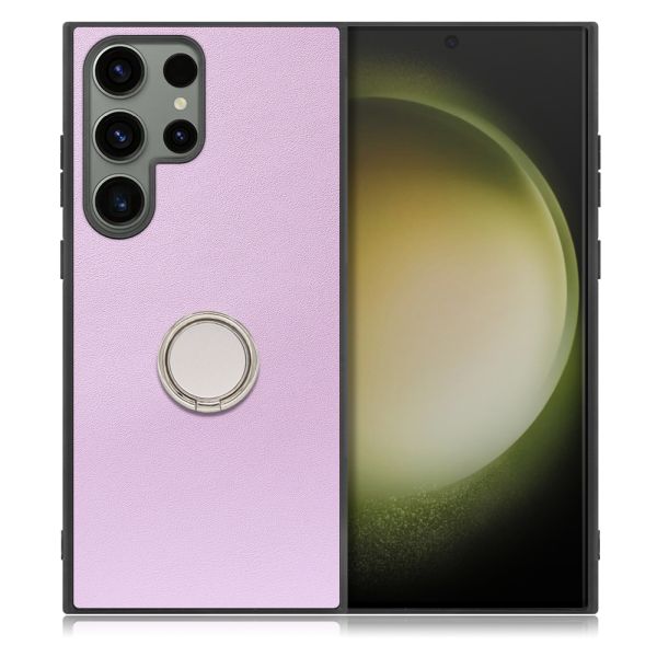 [ LOOF RING-SHELL ] Galaxy S23 Ultra s23ultra スマホケース 背面 ケース カバー ハードケース スマホリング リング付き 本革 ストラップホール [ Galaxy S23 Ultra ]