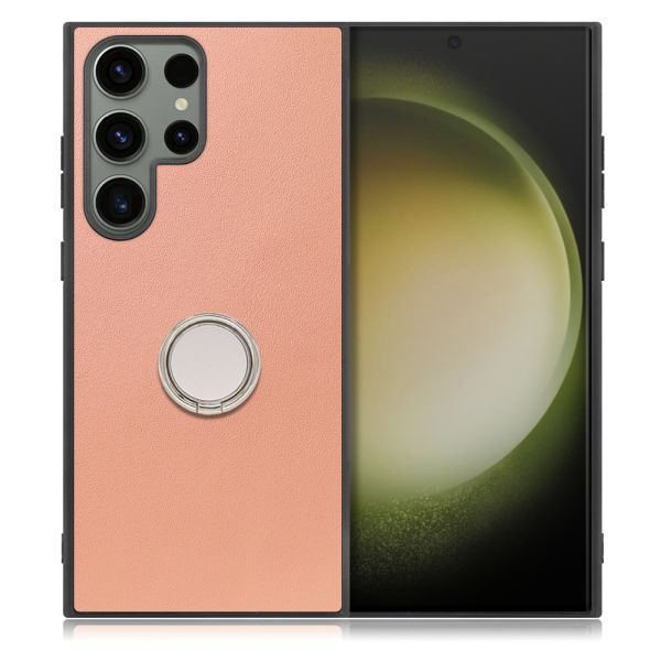 [ LOOF RING-SHELL ] Galaxy S23 Ultra s23ultra スマホケース 背面 ケース カバー ハードケース スマホリング リング付き 本革 ストラップホール [ Galaxy S23 Ultra ]
