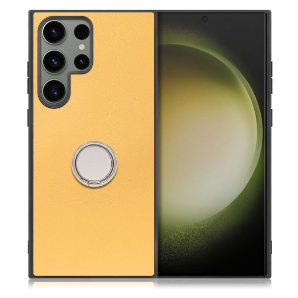 [ LOOF RING-SHELL ] Galaxy S23 Ultra s23ultra スマホケース 背面 ケース カバー ハードケース スマホリング リング付き 本革 ストラップホール [ Galaxy S23 Ultra ]
