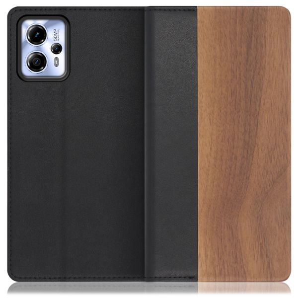 [ LOOF NATURE ] moto g13 motog13 スマホケース ケース カバー 手帳型ケース カード収納 マグネット付き 天然木 本革 ベルトなし [ moto g13 ]