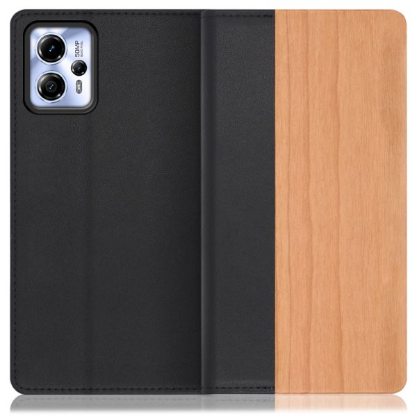 [ LOOF NATURE ] moto g13 motog13 スマホケース ケース カバー 手帳型ケース カード収納 マグネット付き 天然木 本革 ベルトなし [ moto g13 ]