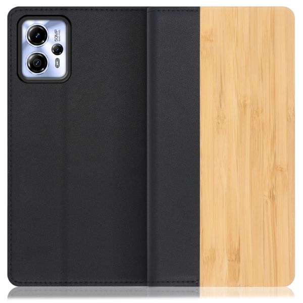 [ LOOF NATURE ] moto g13 motog13 スマホケース ケース カバー 手帳型ケース カード収納 マグネット付き 天然木 本革 ベルトなし [ moto g13 ]