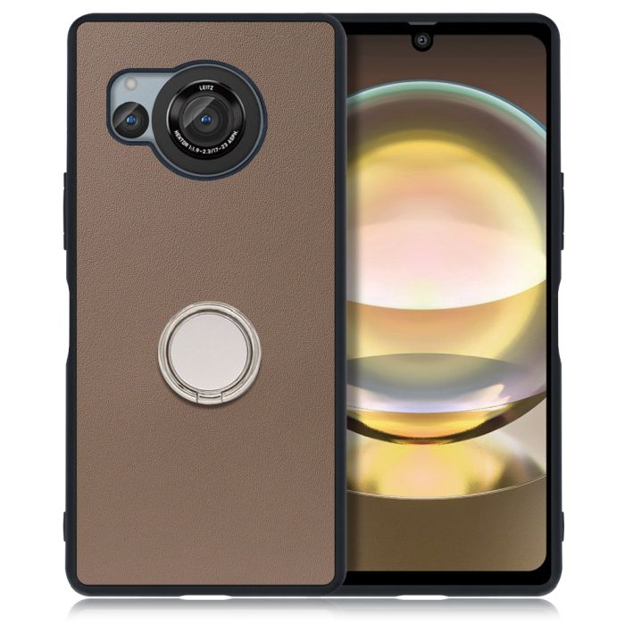 [ LOOF RING-SHELL ] AQUOS R8 SH-52D AQUOSR8 スマホケース 背面 ケース カバー ハードケース スマホリング リング付き 本革 ストラップホール [ AQUOS R8 ]