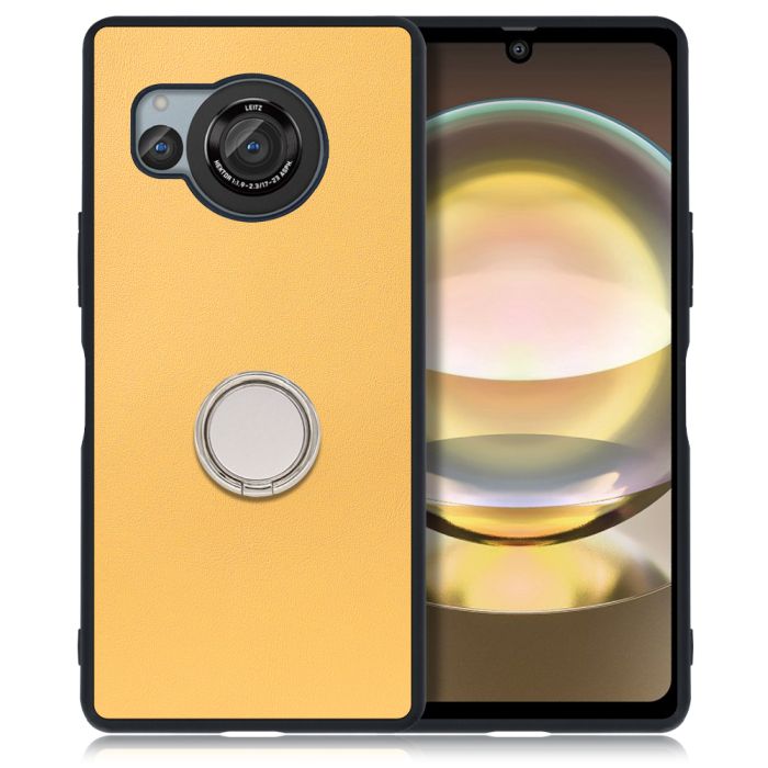 [ LOOF RING-SHELL ] AQUOS R8 SH-52D AQUOSR8 スマホケース 背面 ケース カバー ハードケース スマホリング リング付き 本革 ストラップホール [ AQUOS R8 ]