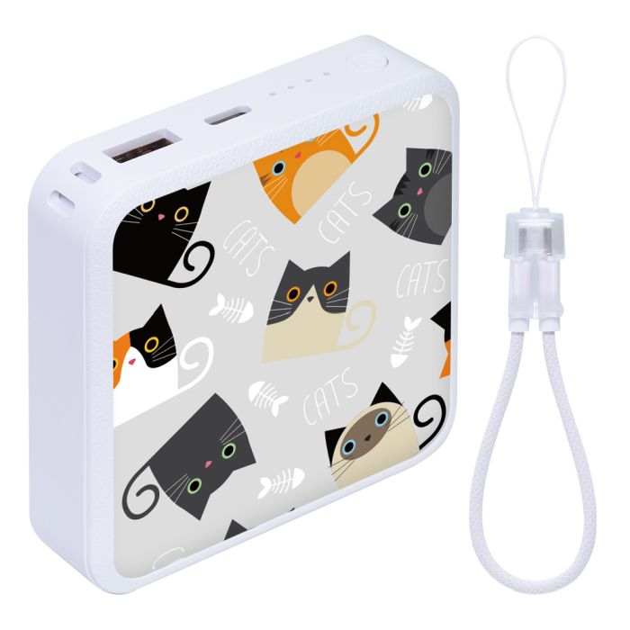 LOOF Mobile-Power [BLOCK] 10000mAh 2.1A モバイルバッテリー モバイル充電 軽量 小型 大容量 コンパクト Type-C USB-C タイプC USBポート 急速充電 PD対応 20W ケーブル内蔵 ケーブル 残量表示 かわいい Type-C タイプC